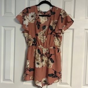 Floral Pink Romper Summer Romper Pink and White Flower Romper